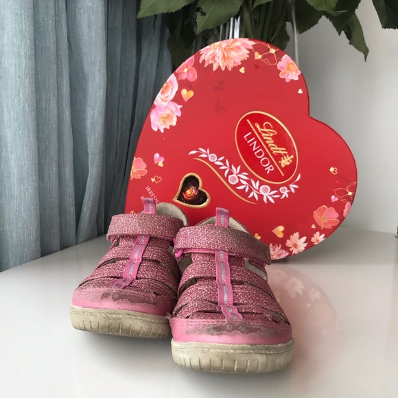 Stride Rite sandals Memory Foam Toddler size 11 LIKE NEW SPARKLE PINK CLOSED TOE - Picture 4 of 7